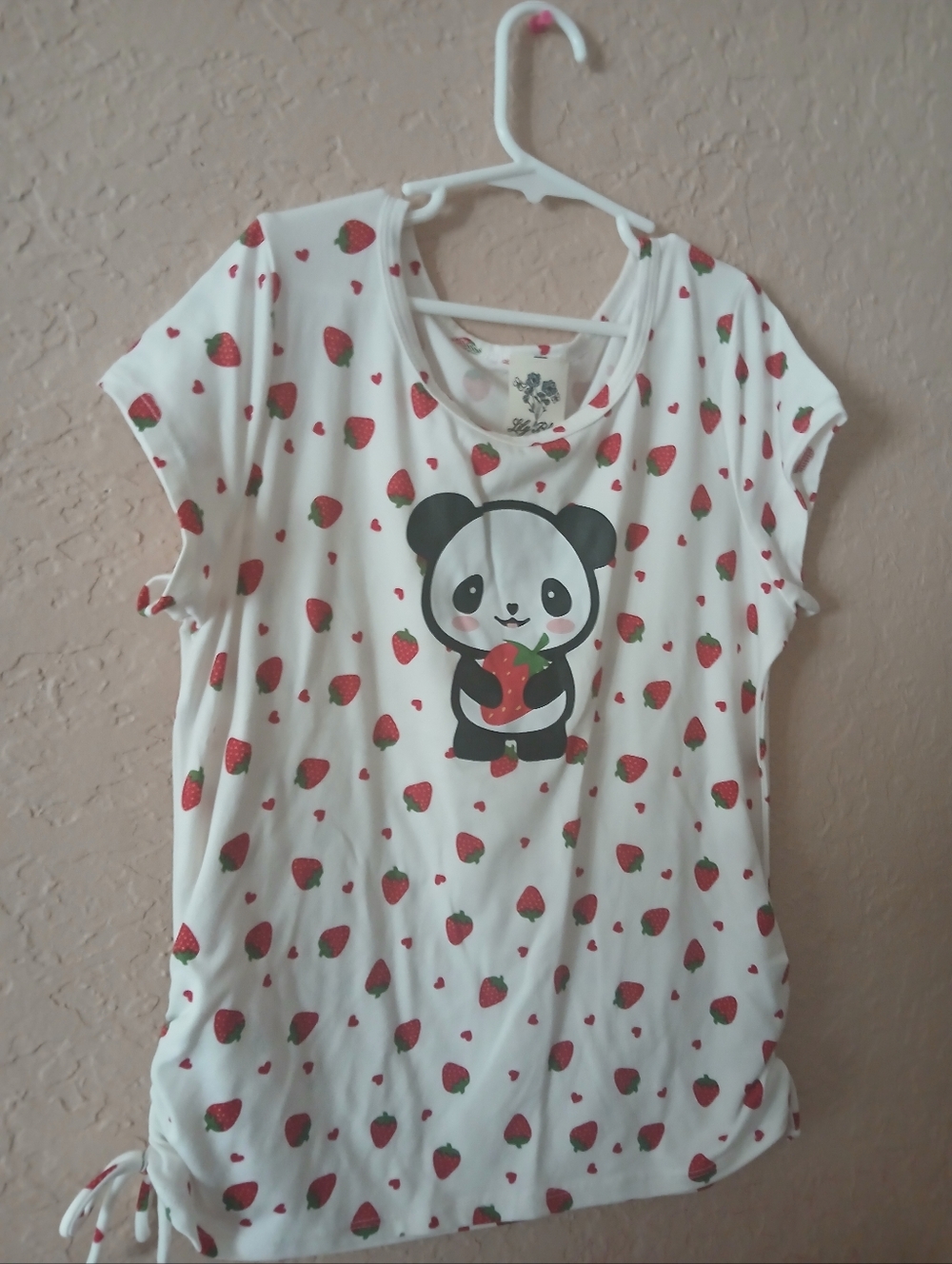 Lily Bleu Kids White Strawberry Panda Short-Sleeve Top